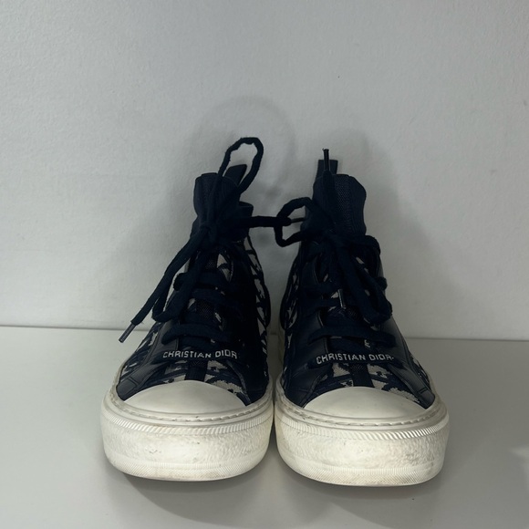 Christian Dior Walk'n'Dior Deep Blue Oblique Technical Mesh High Top Sneakers - Picture 4 of 12